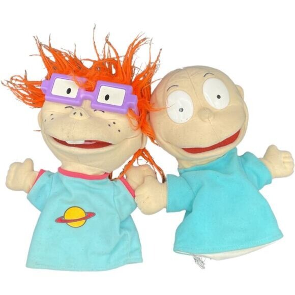 Vintage Rugrats Chuckie & Tommy 10" Hand Puppets 90s Nostalgia Kids Toy Set - Picture 3 of 7